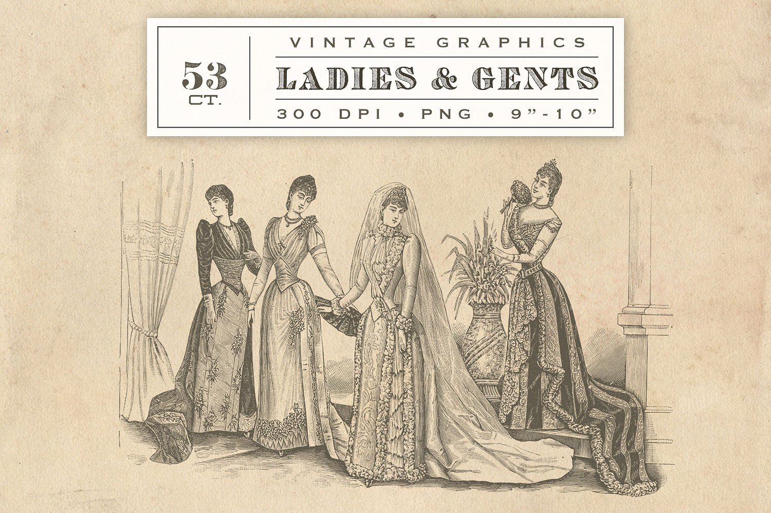 复古肖像图形素材Vintage Ladies & G