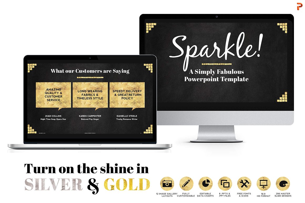 Sparkle Gold Foil PPT Template