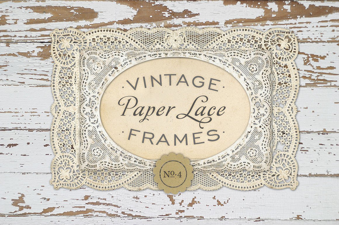 复古蕾丝边框设计素材Vintage Paper Lace F