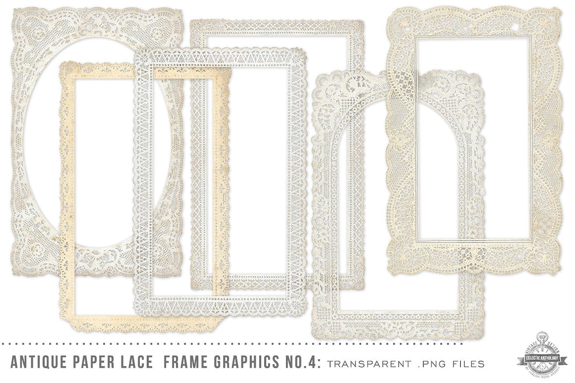 复古蕾丝边框设计素材Vintage Paper Lace F