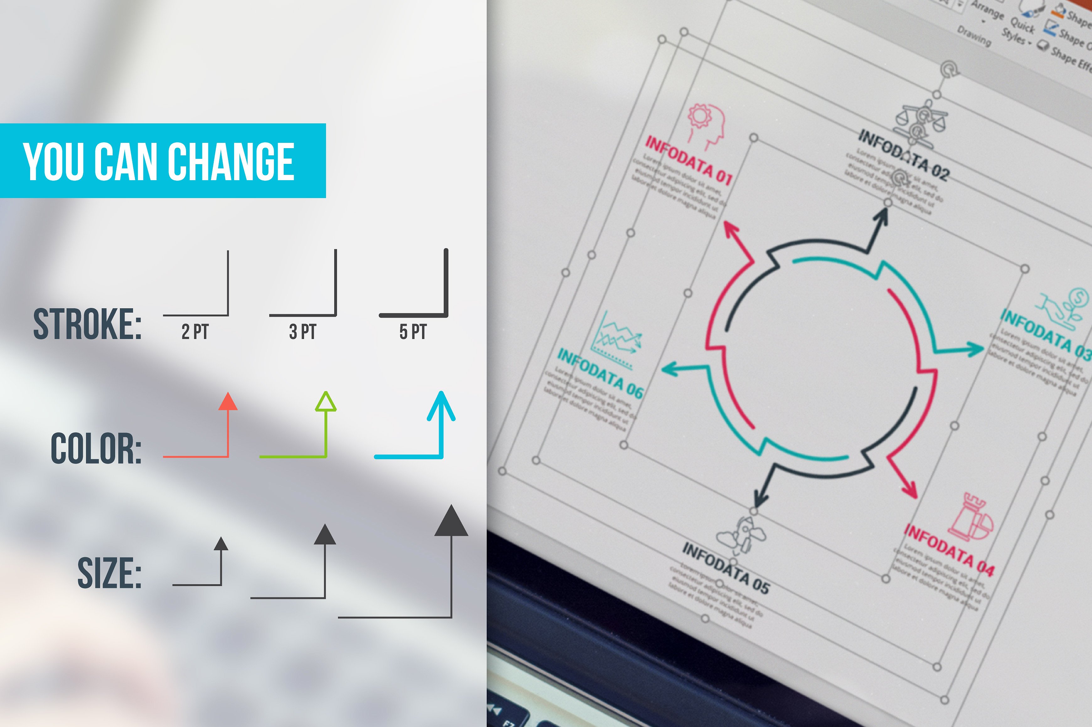 Line flat elements for infogra