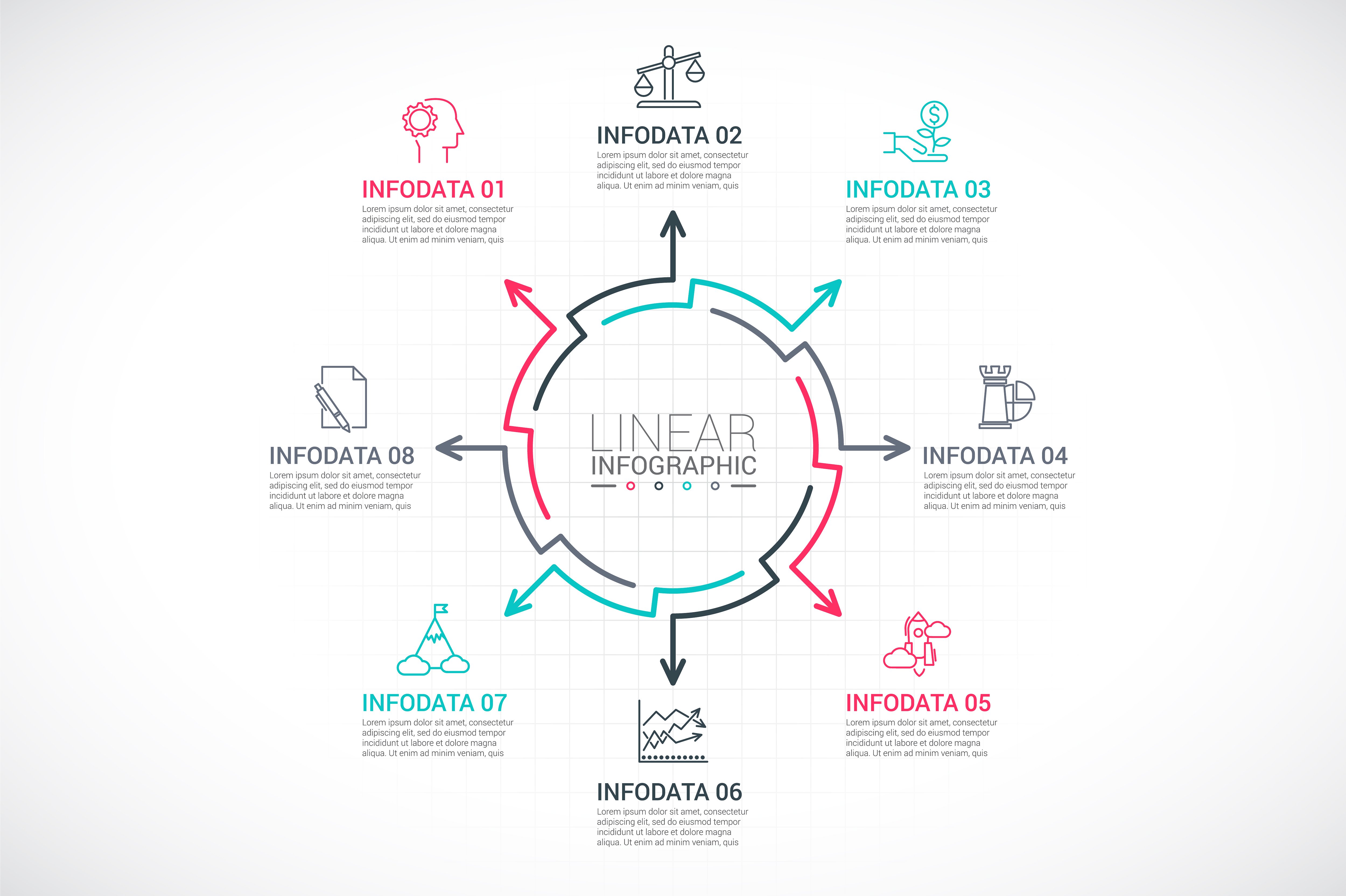 Line flat elements for infogra