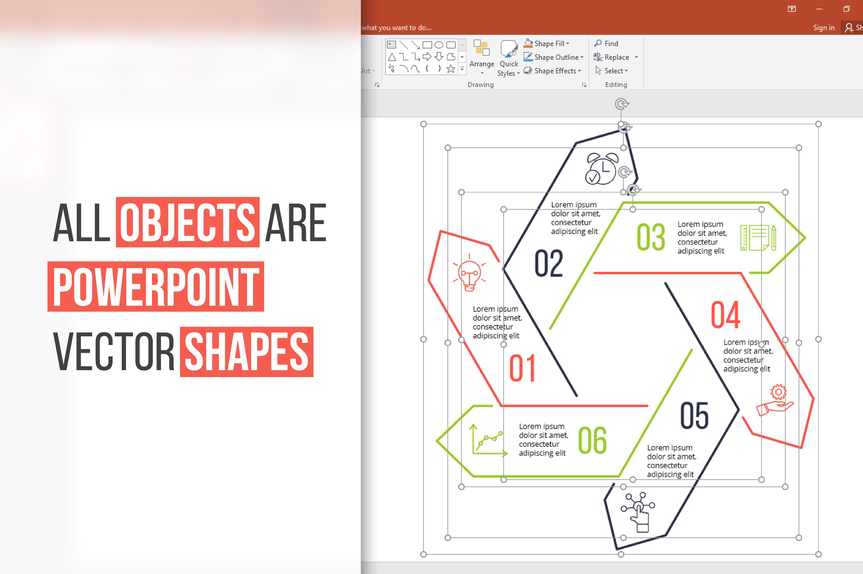 Linear elements for infographi