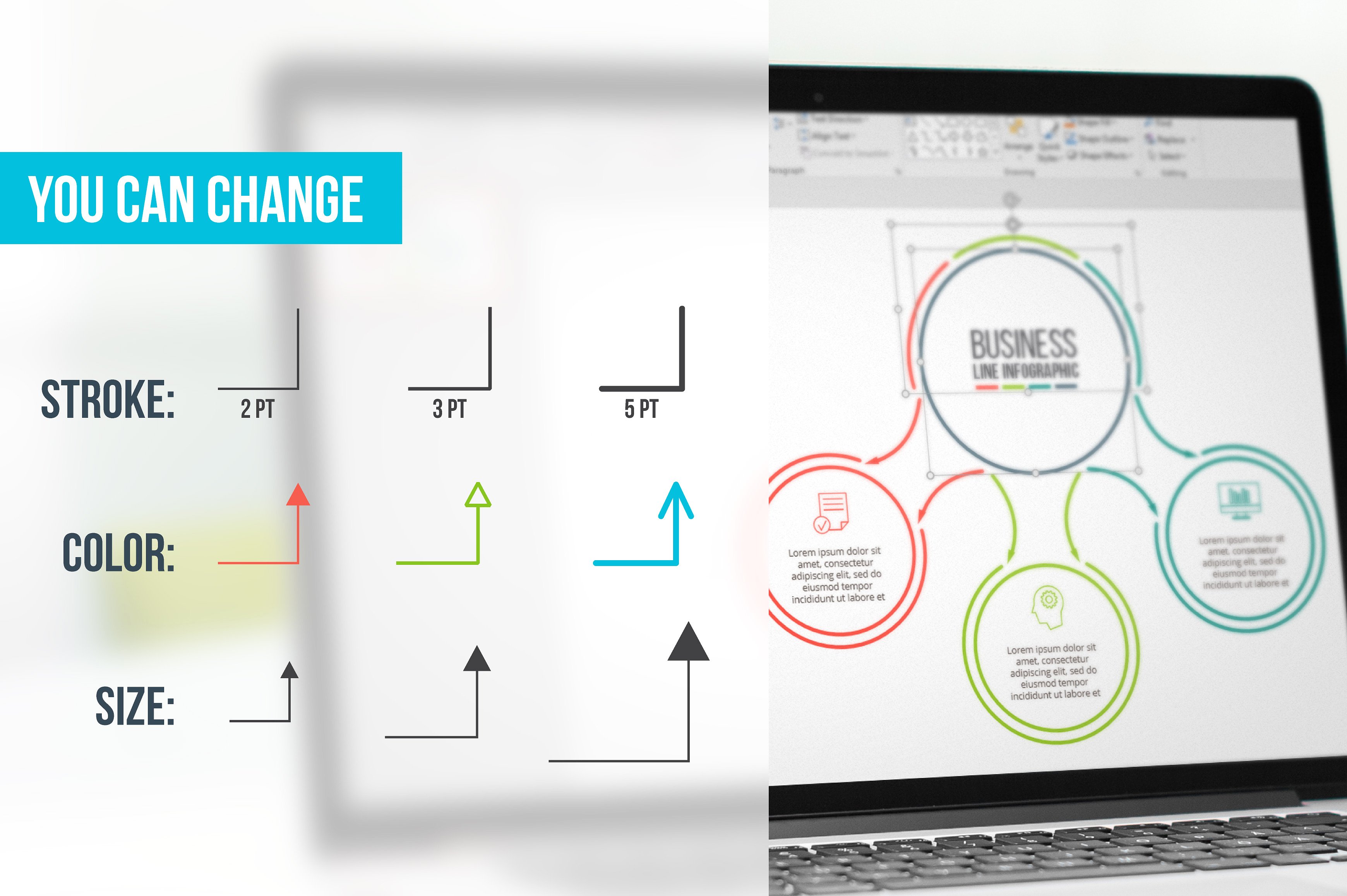 Line flat elements for infogra