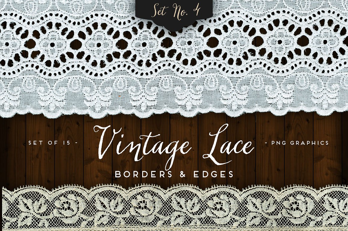 复古蕾丝边框设计素材Vintage Lace Borders