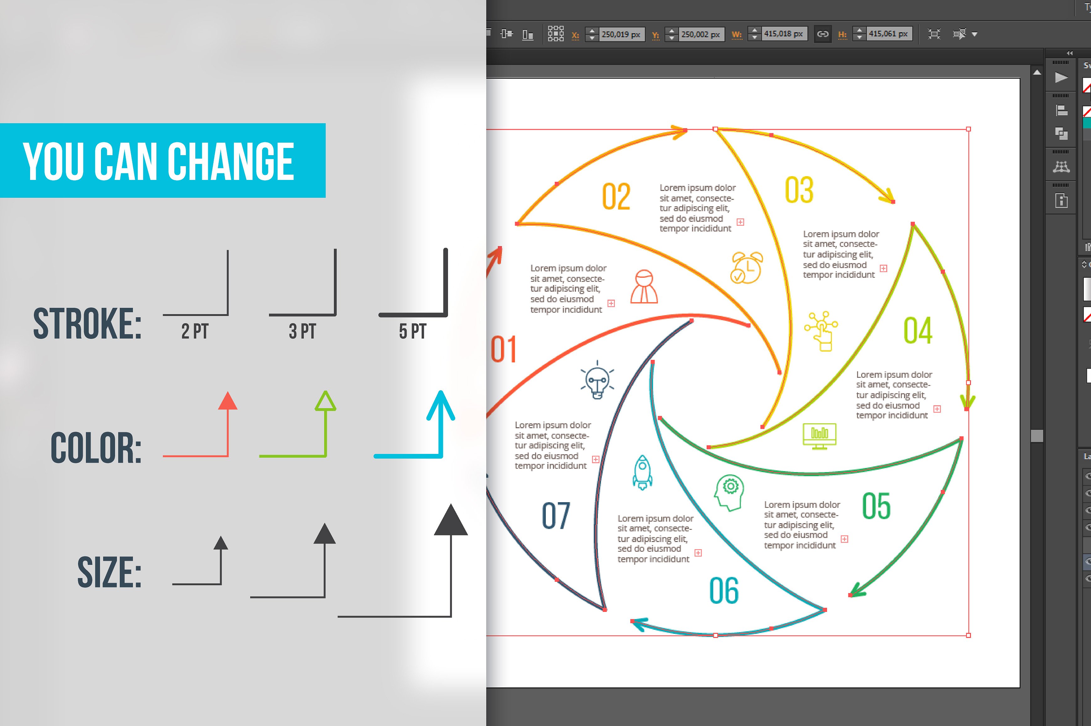 Linear elements for infographi