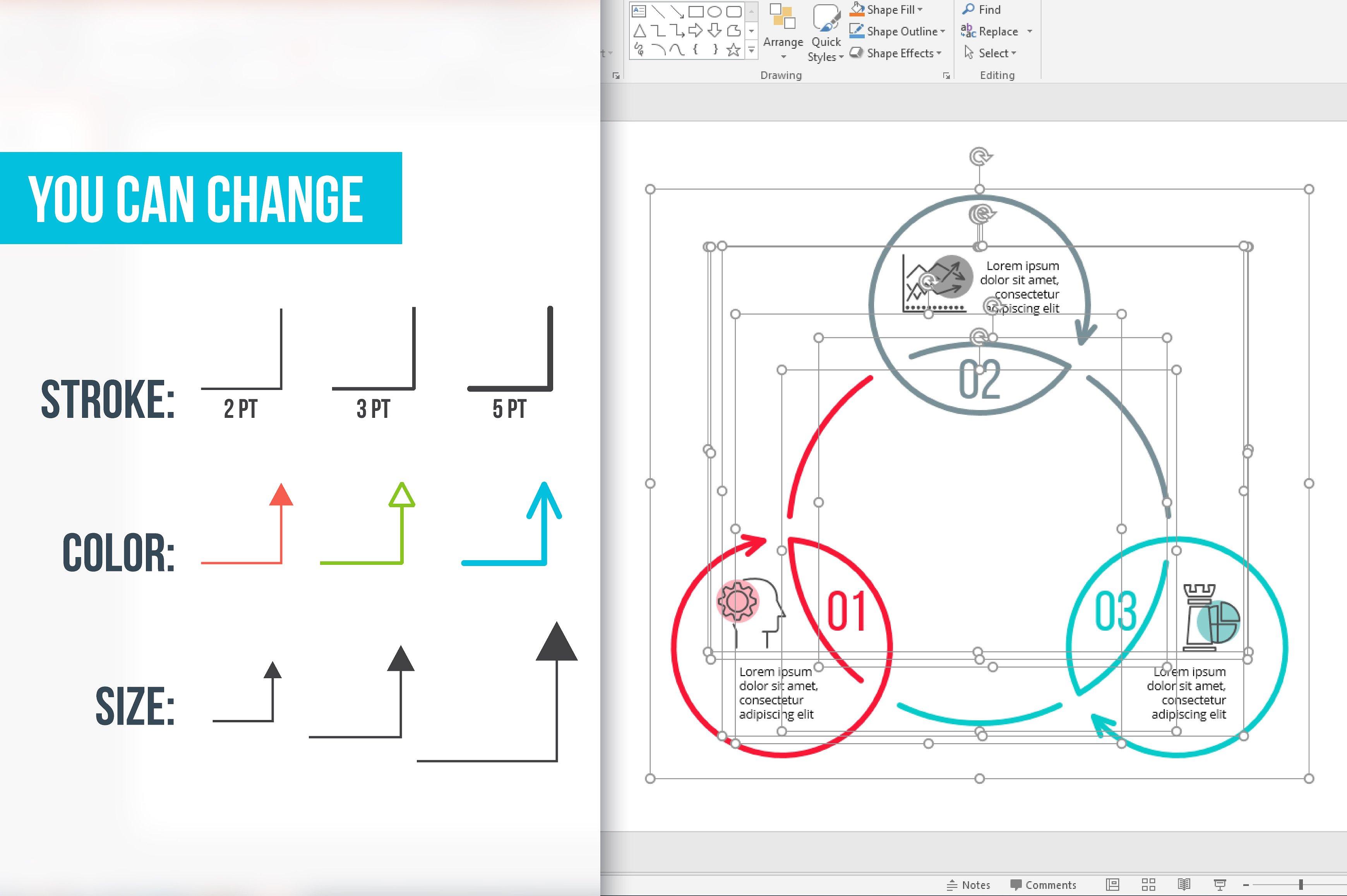 Linear elements for infographi