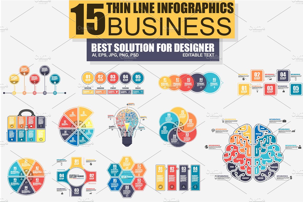 Thin Line Bundle Infographic E