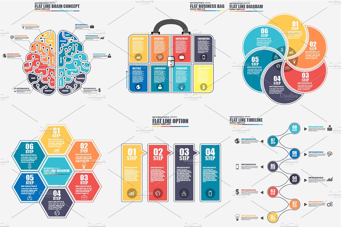 Thin Line Bundle Infographic E