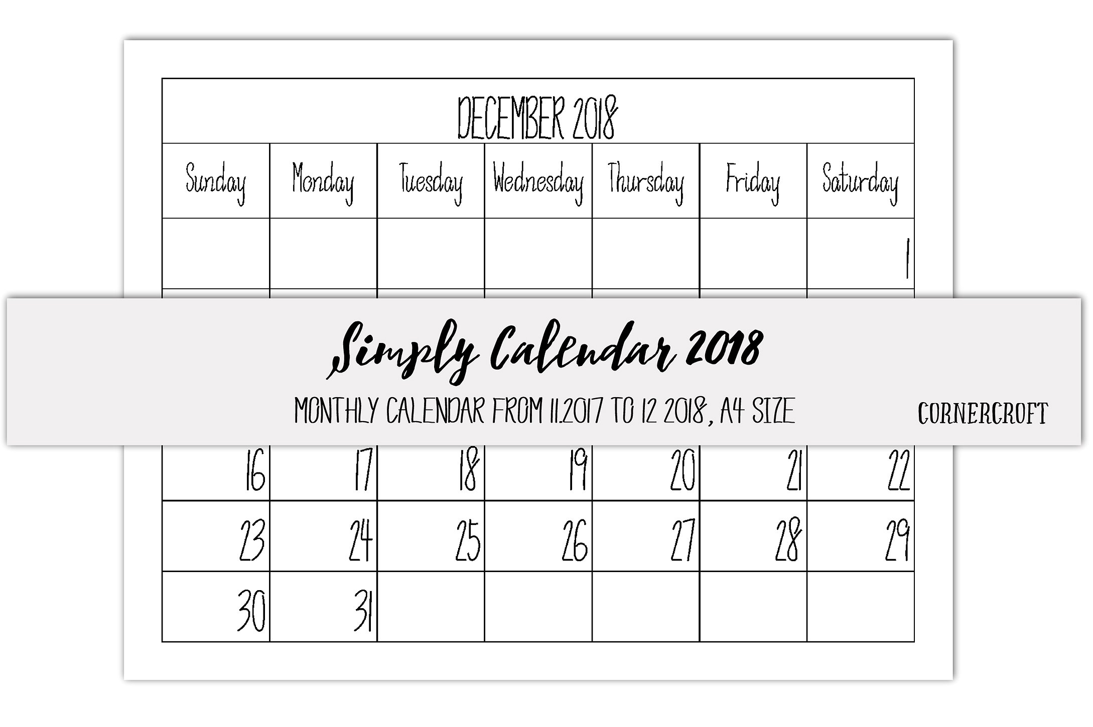 2018 Simply Calendar