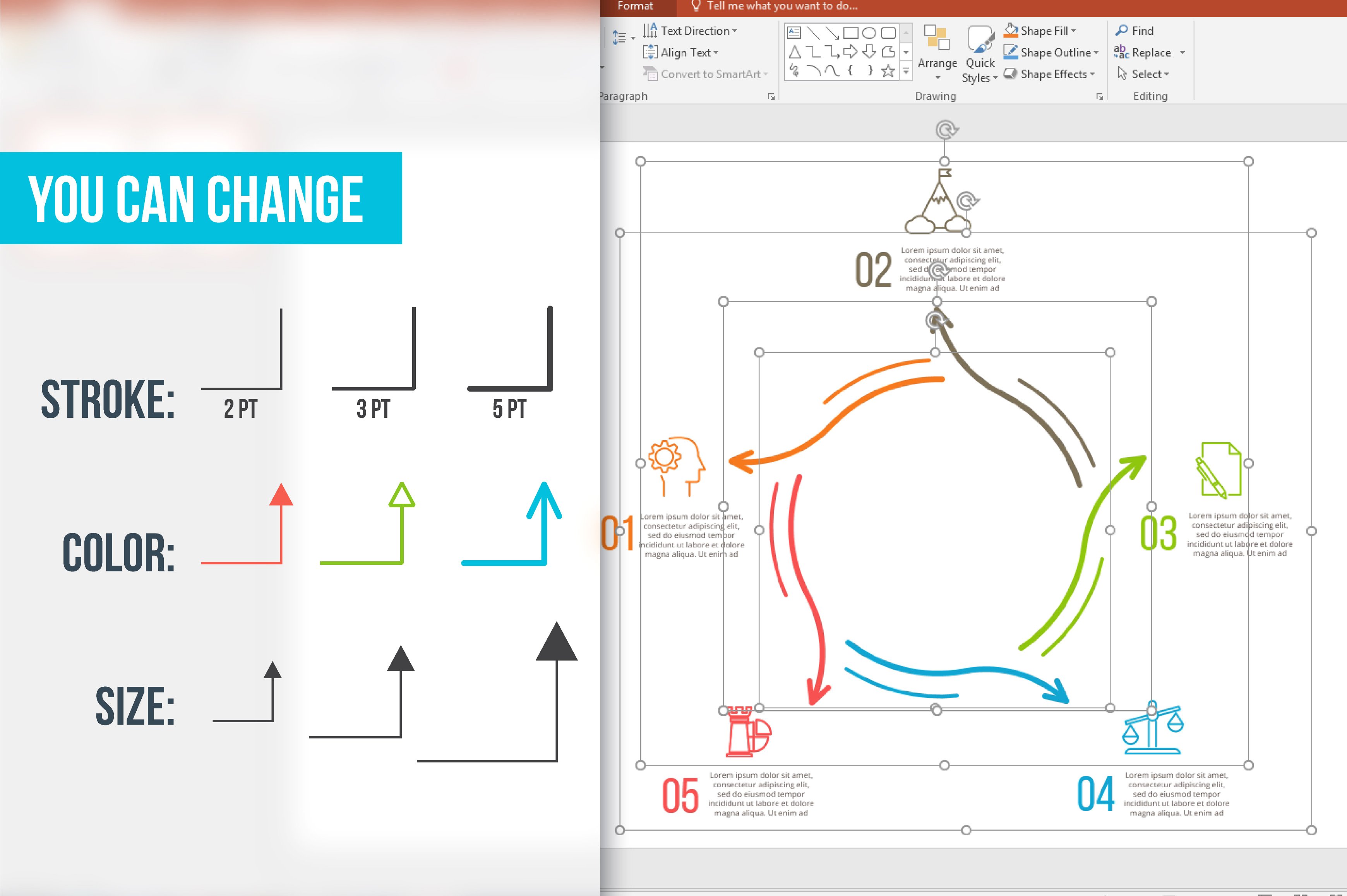 Line flat elements for infogra