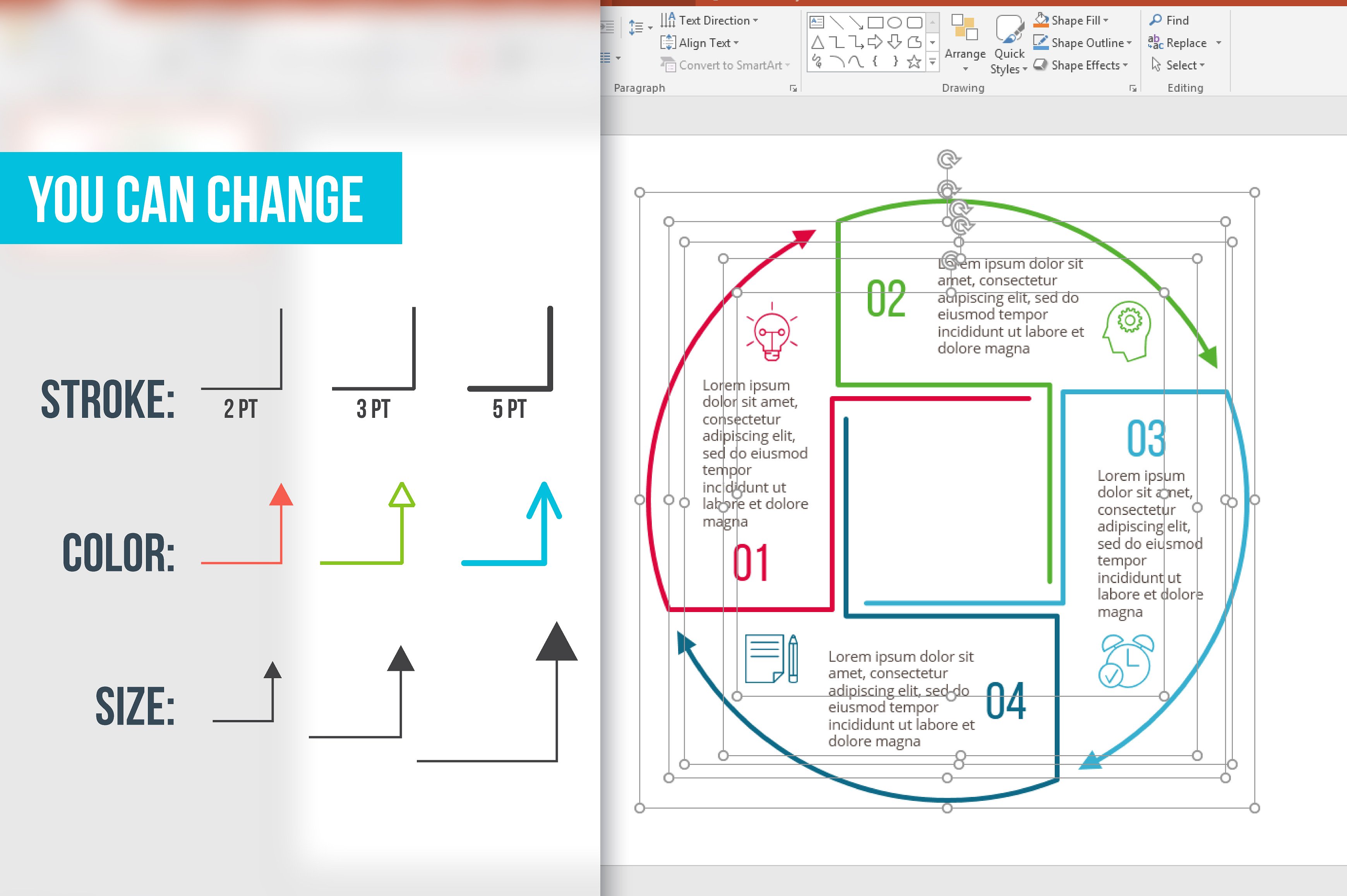 Linear elements for infographi