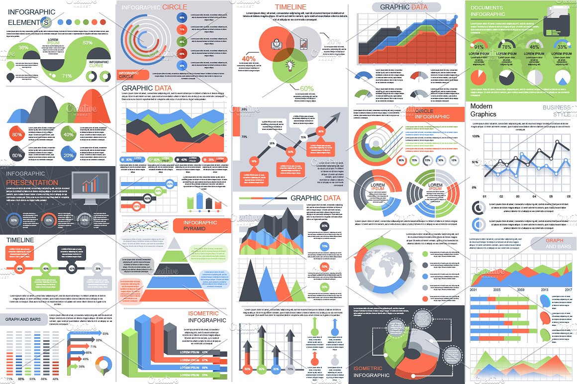 信息图表ppt模板 Set of Infographic E