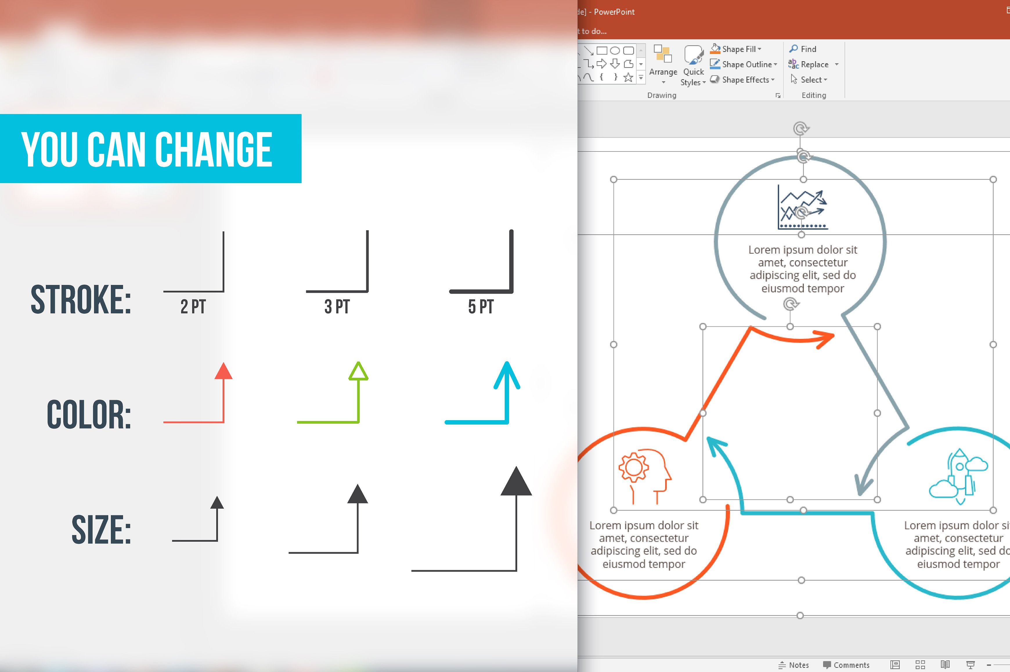 Linear elements for infographi