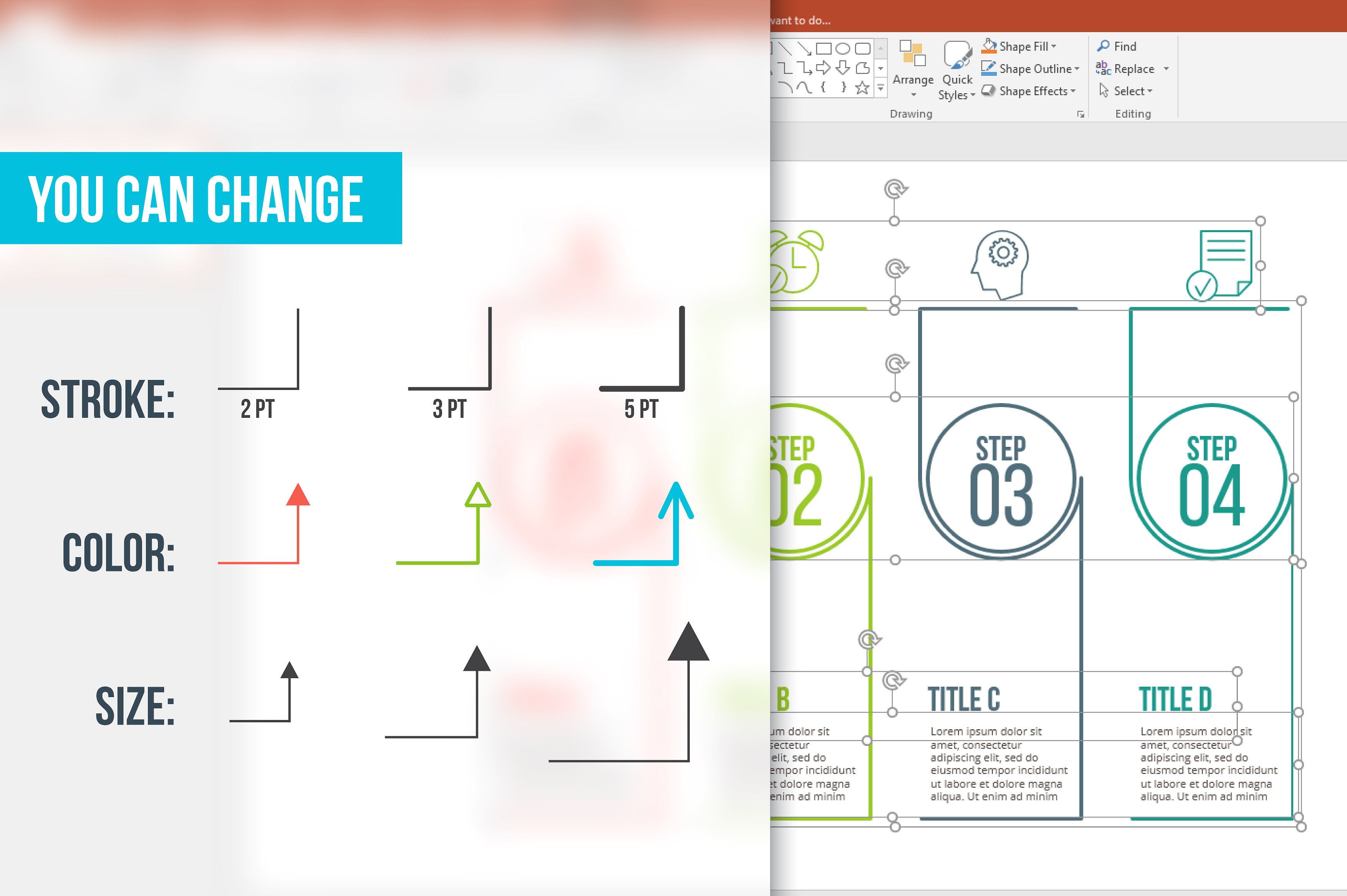 Line flat elements for infogra