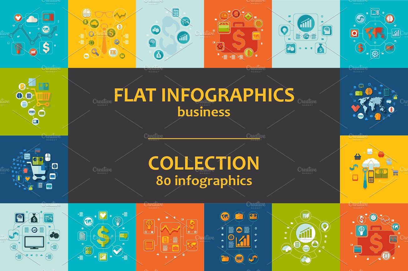 80 BUSINESS FLAT infographics