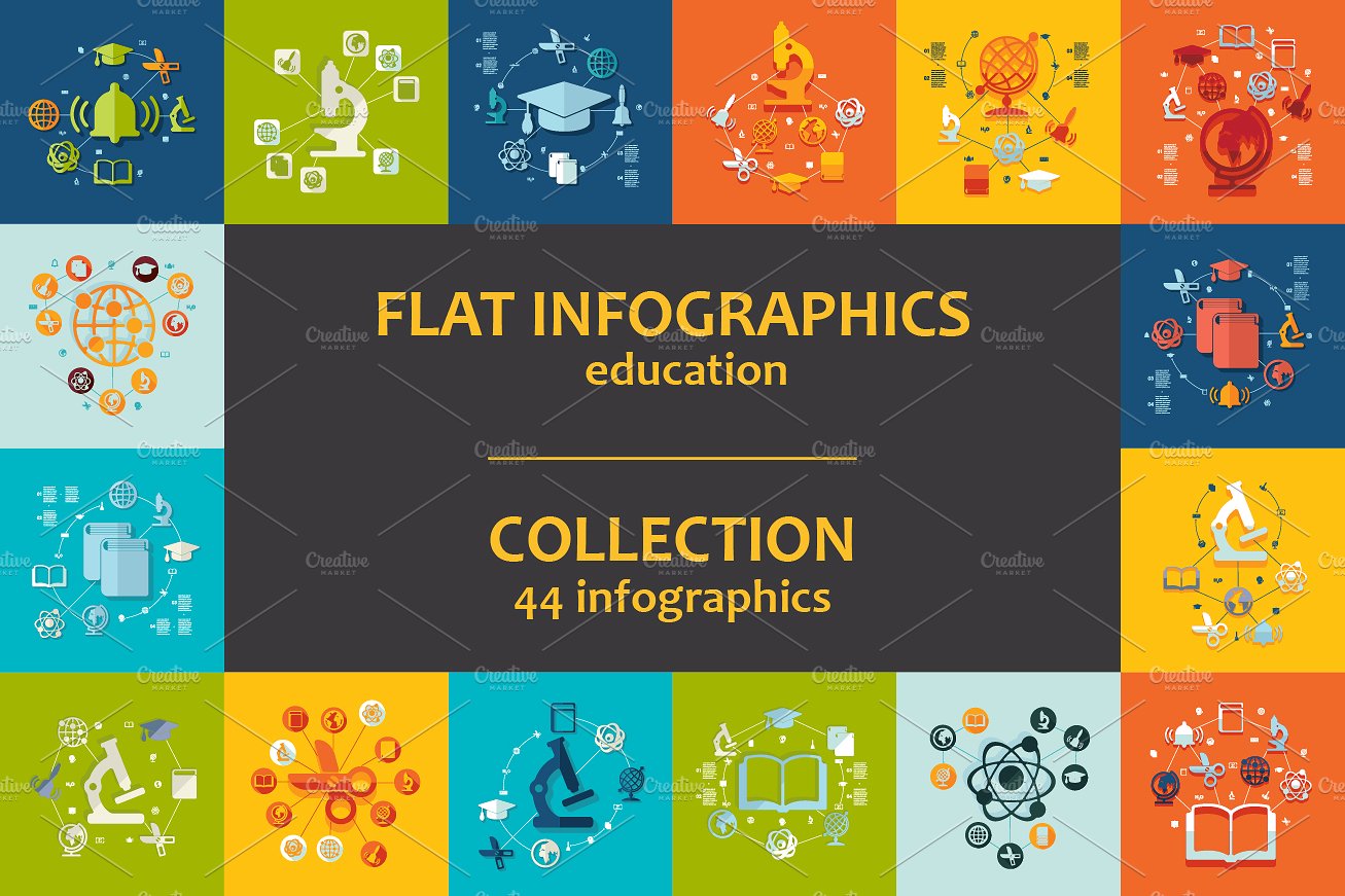 44 EDUCATION FLAT infographics