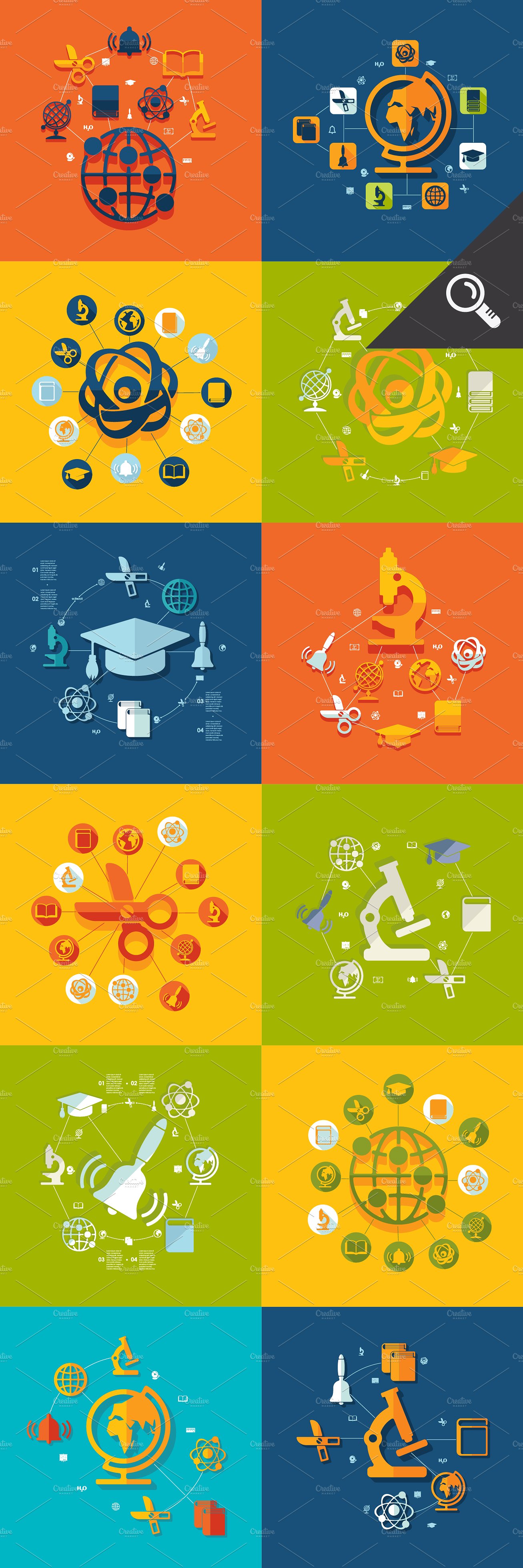 44 EDUCATION FLAT infographics