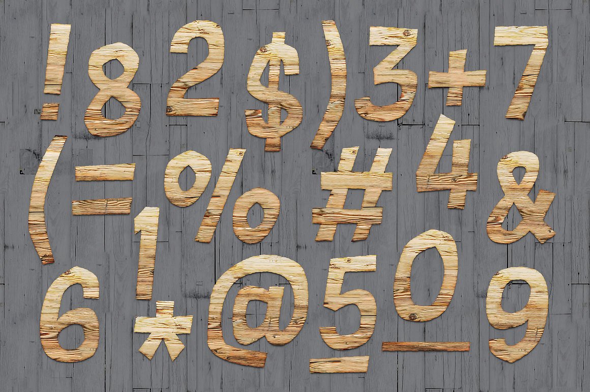 木质字母符号设计素材Wood Texture Alphabe