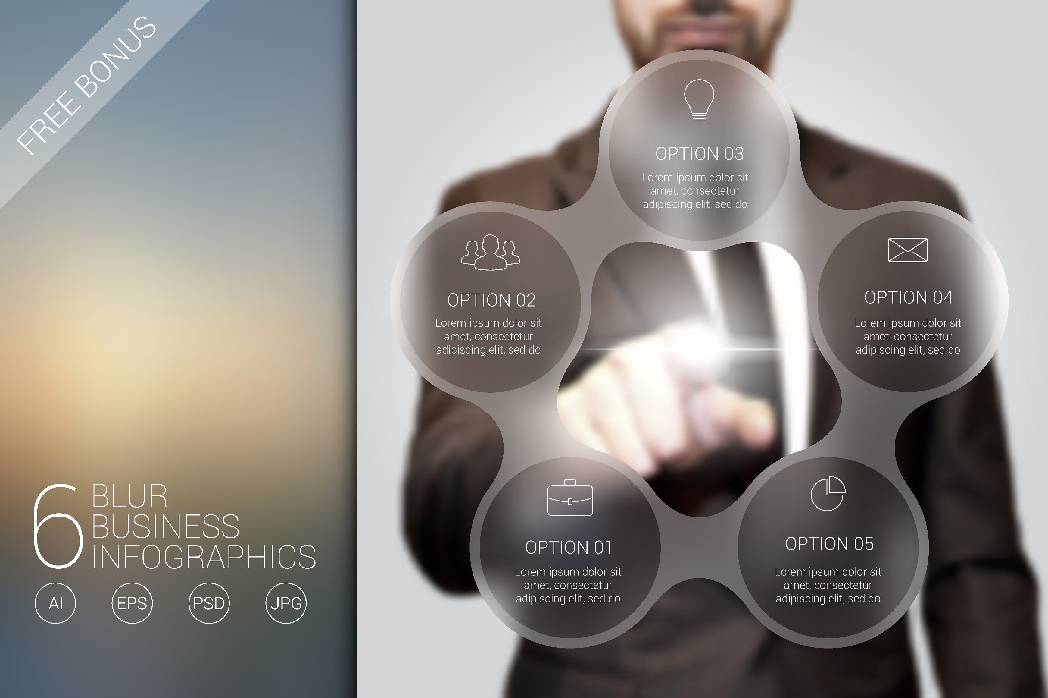 6 blur business infographics