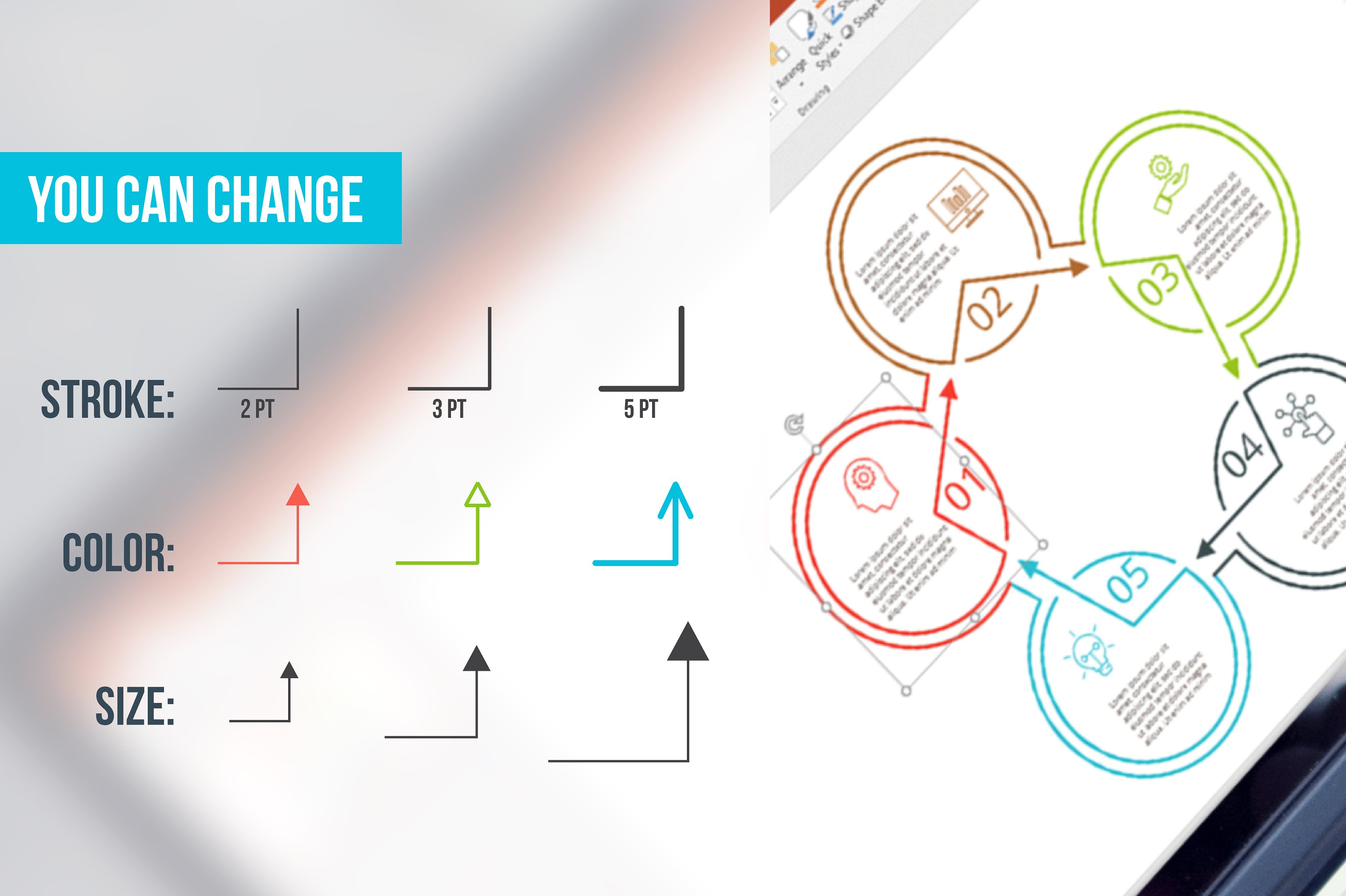 Line flat elements for infogra