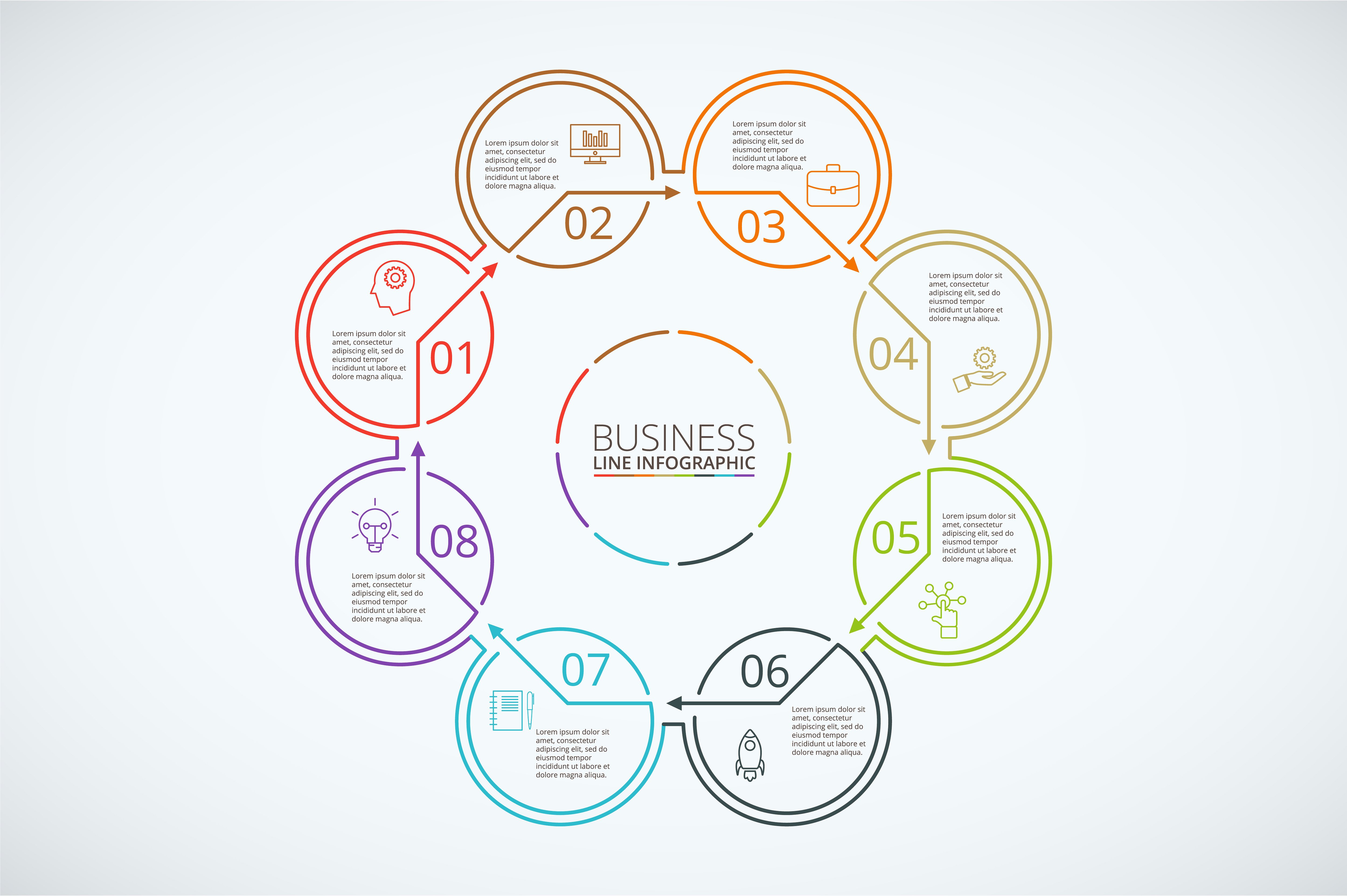 Line flat elements for infogra