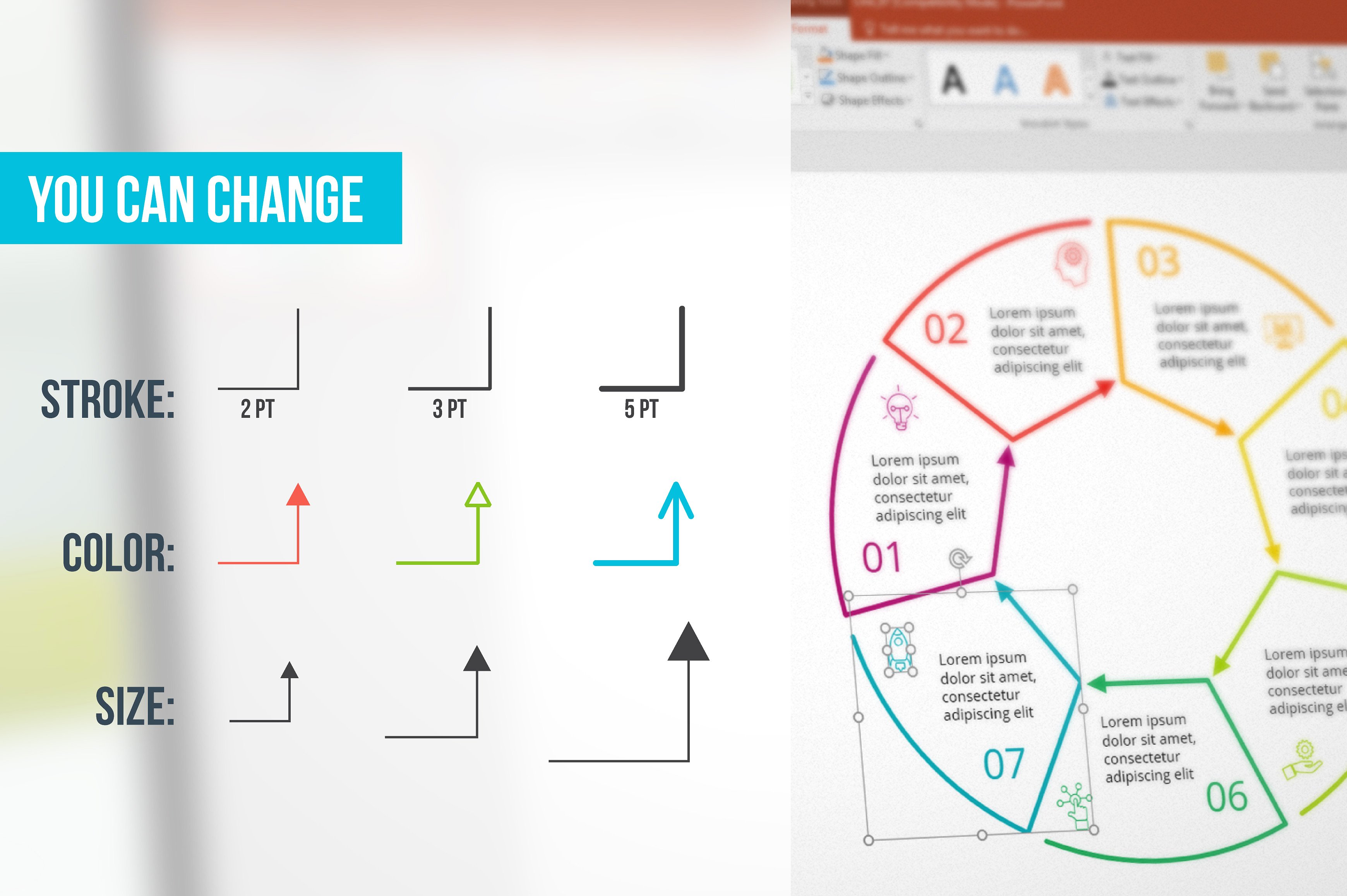 Line flat elements for infogra