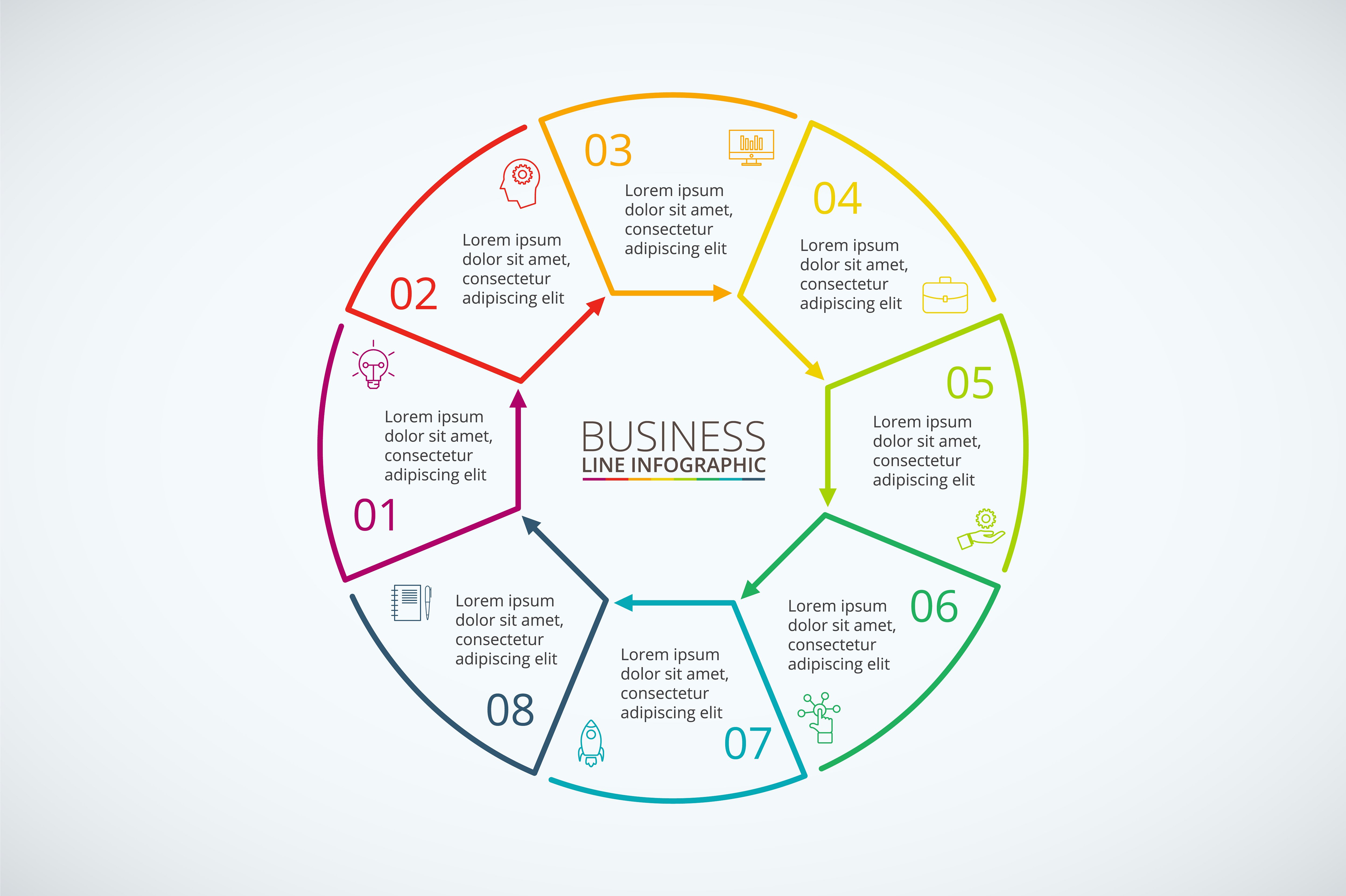 Line flat elements for infogra