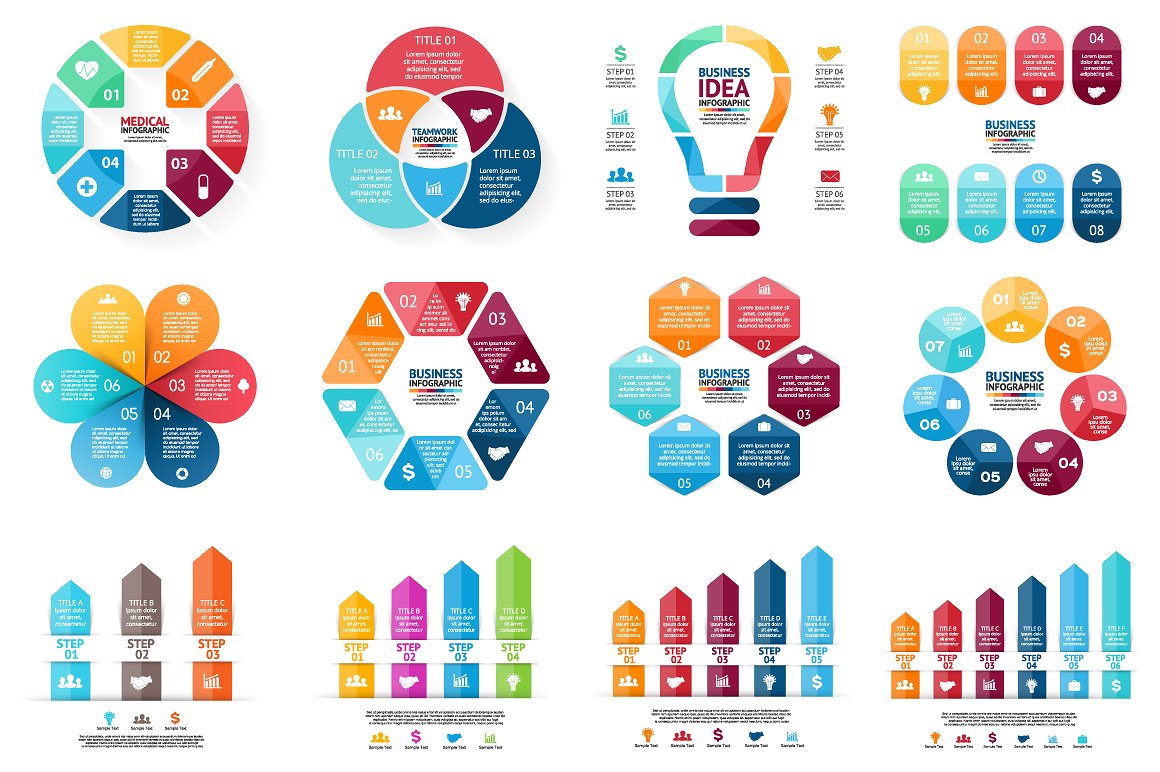 Set of 12 infographic template