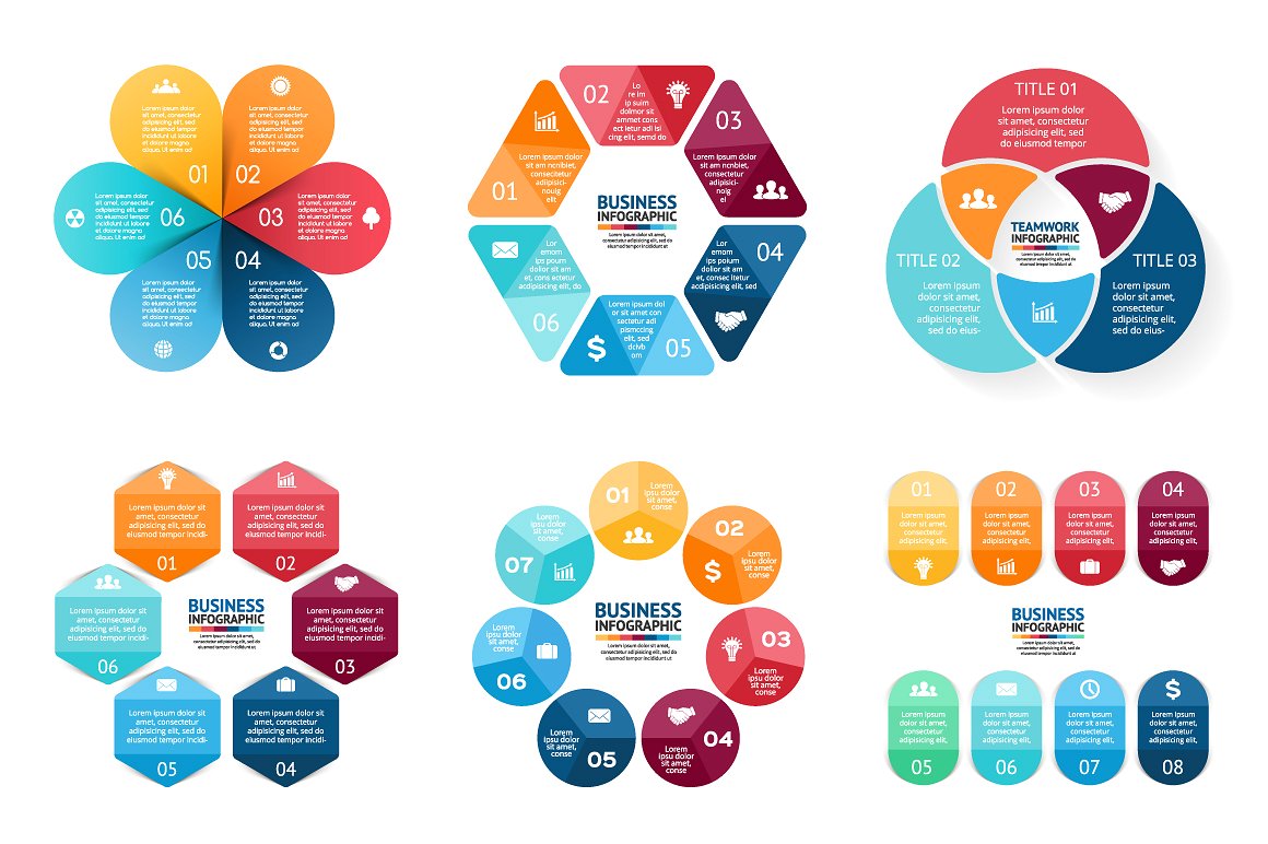 Set of 12 infographic template