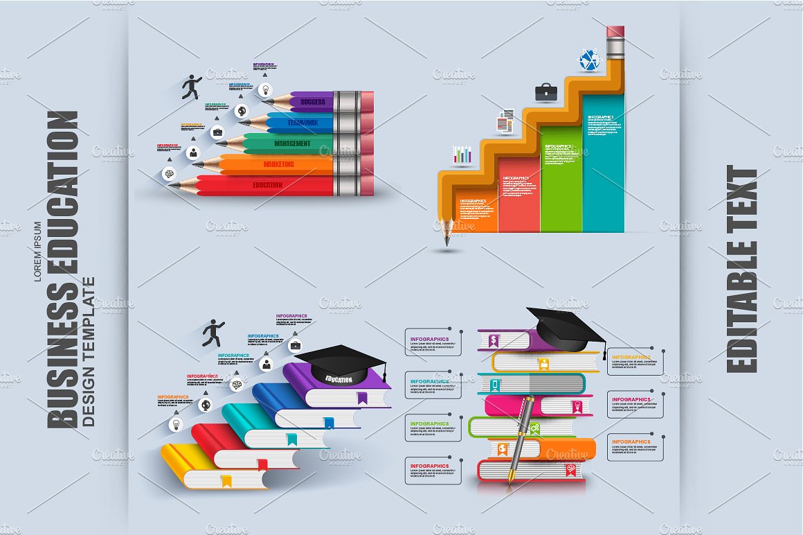 Set Business Education Infogra