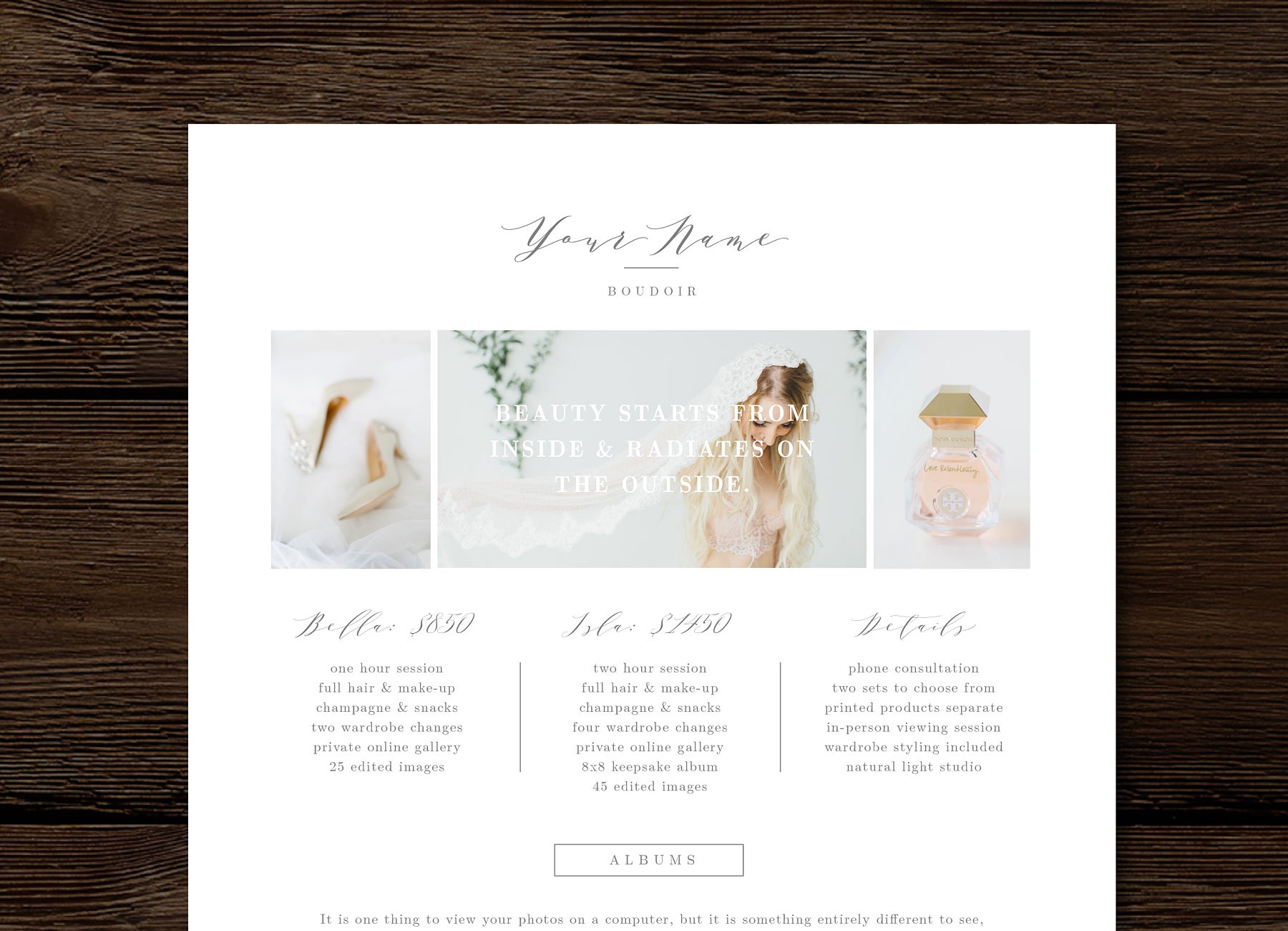 Boudoir Pricing Guide Template