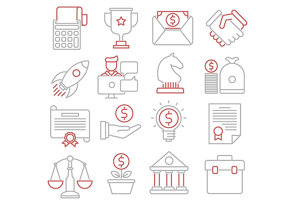 16个金融商务业务矢量图标集Business Icons
