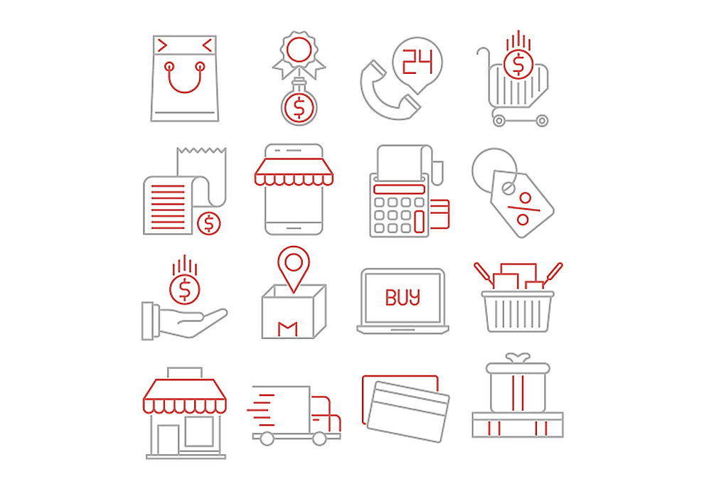 16个金融商务支付购物矢量图标集Commerce Icons