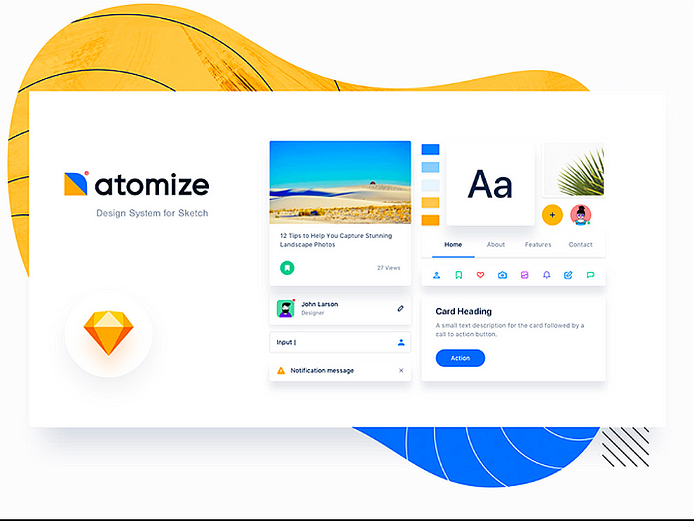先进时尚的UI设计系统网页模板Atomize Design