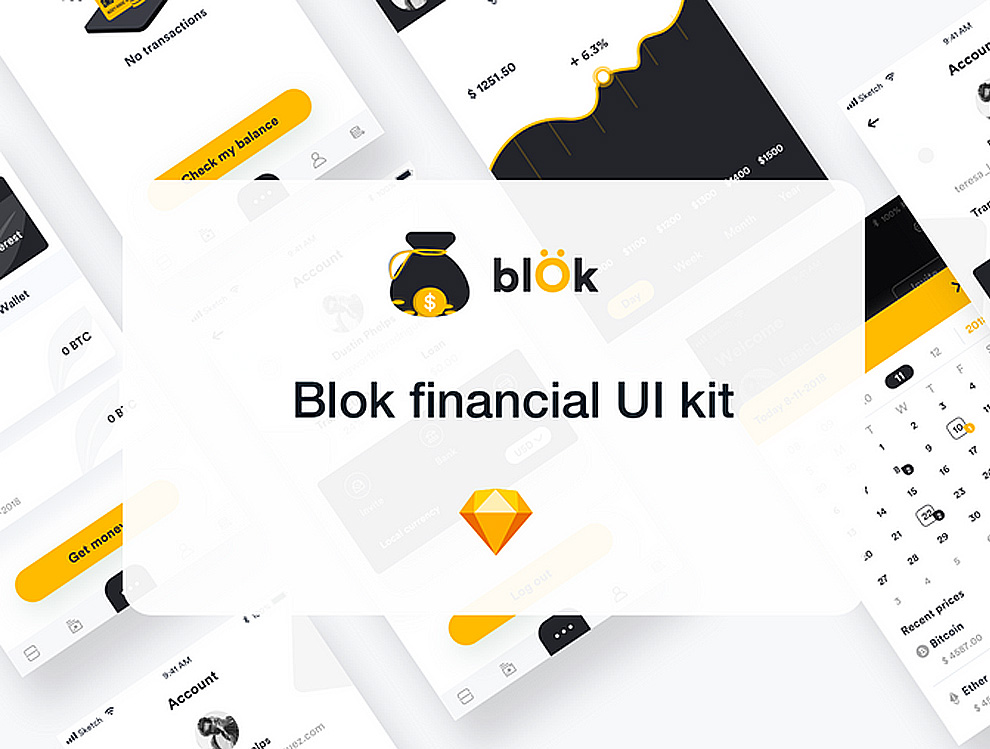 金融数据银行卡支付移动手机APP UI工具包Blok Fin