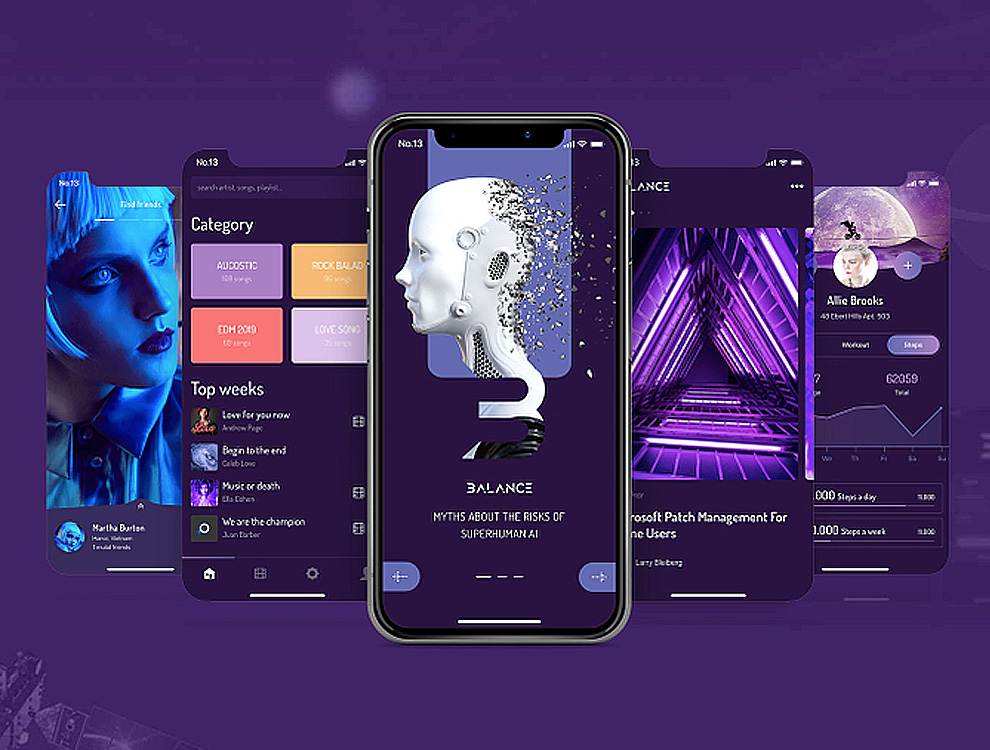 高品质紫色人工智能新闻资讯购物类iPhone X的独特创意U