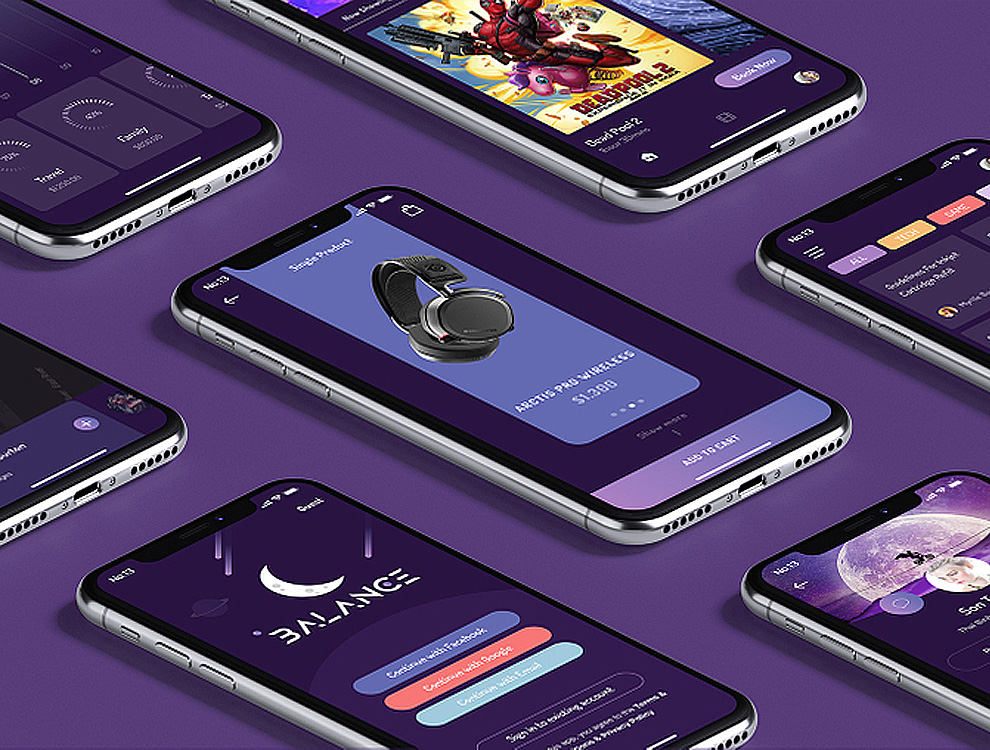 高品质紫色人工智能新闻资讯购物类iPhone X的独特创意U