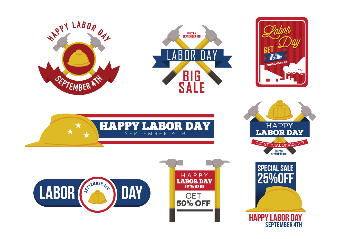 劳动节矢量徽章图标Labor Day Badges Vect