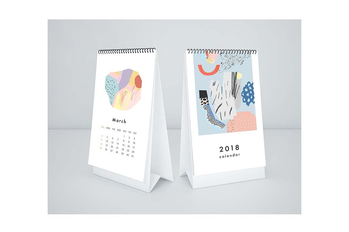 手绘抽象艺术图案日历模板2018 CALENDARS set