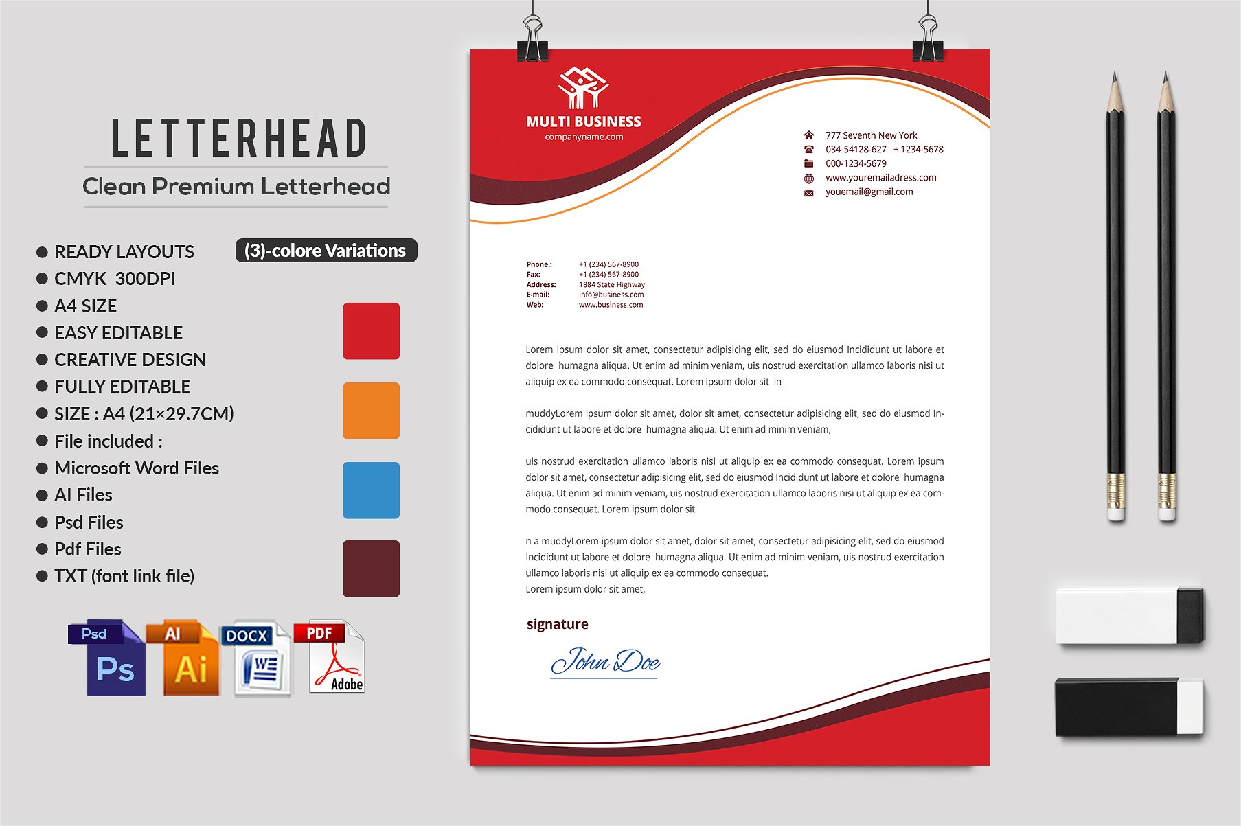 商务商业合同协议设计模板Letterhead Bundle