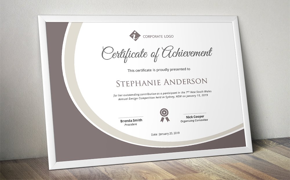 圆弧元素证书设计模板Elegant certificate