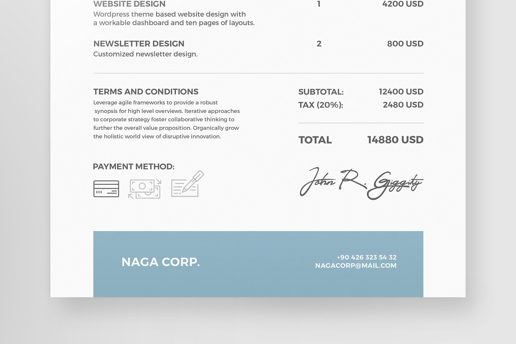 简约简历设计素材Naga - Invoice Templat