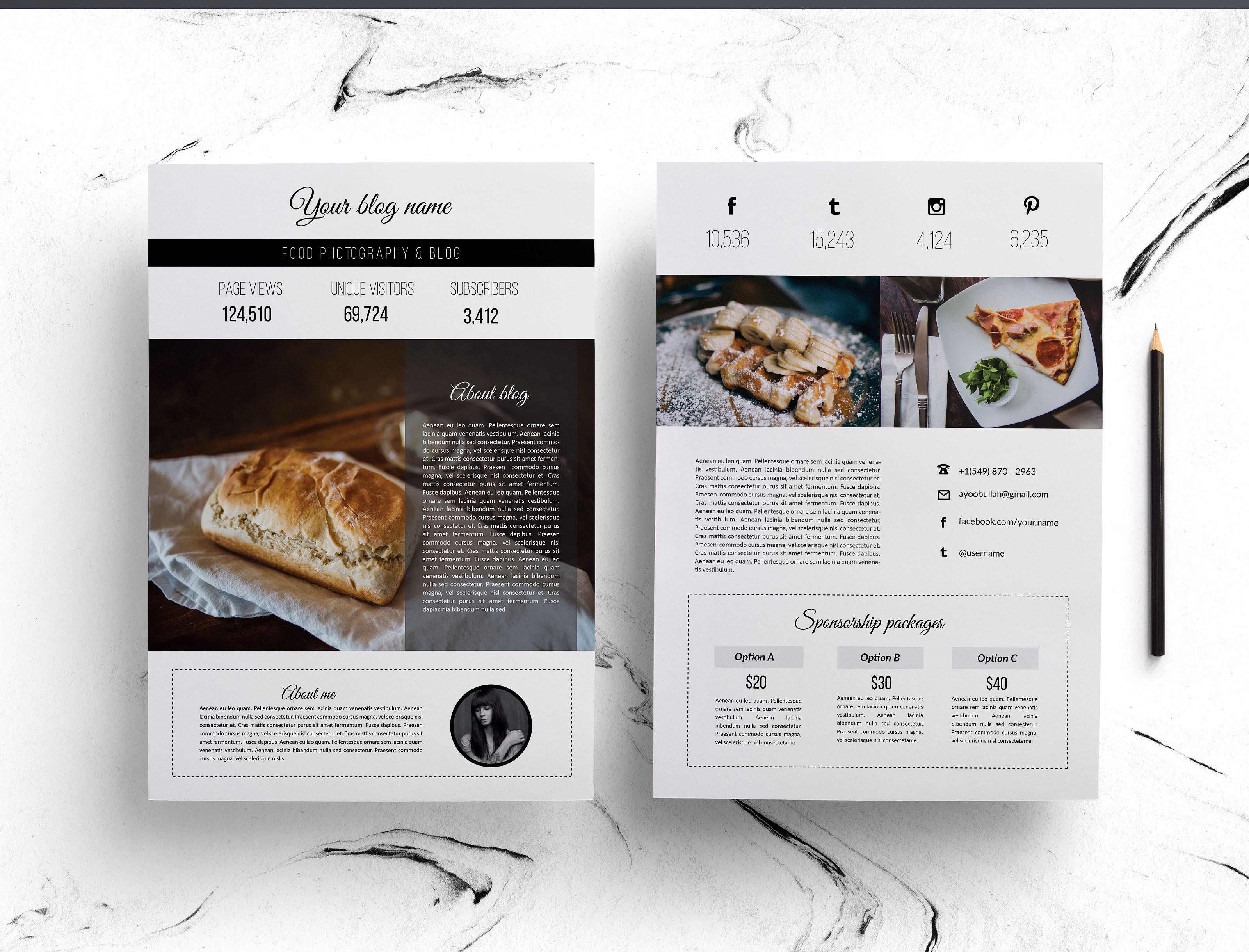 餐饮美食传单设计模板2 page media kit (fo