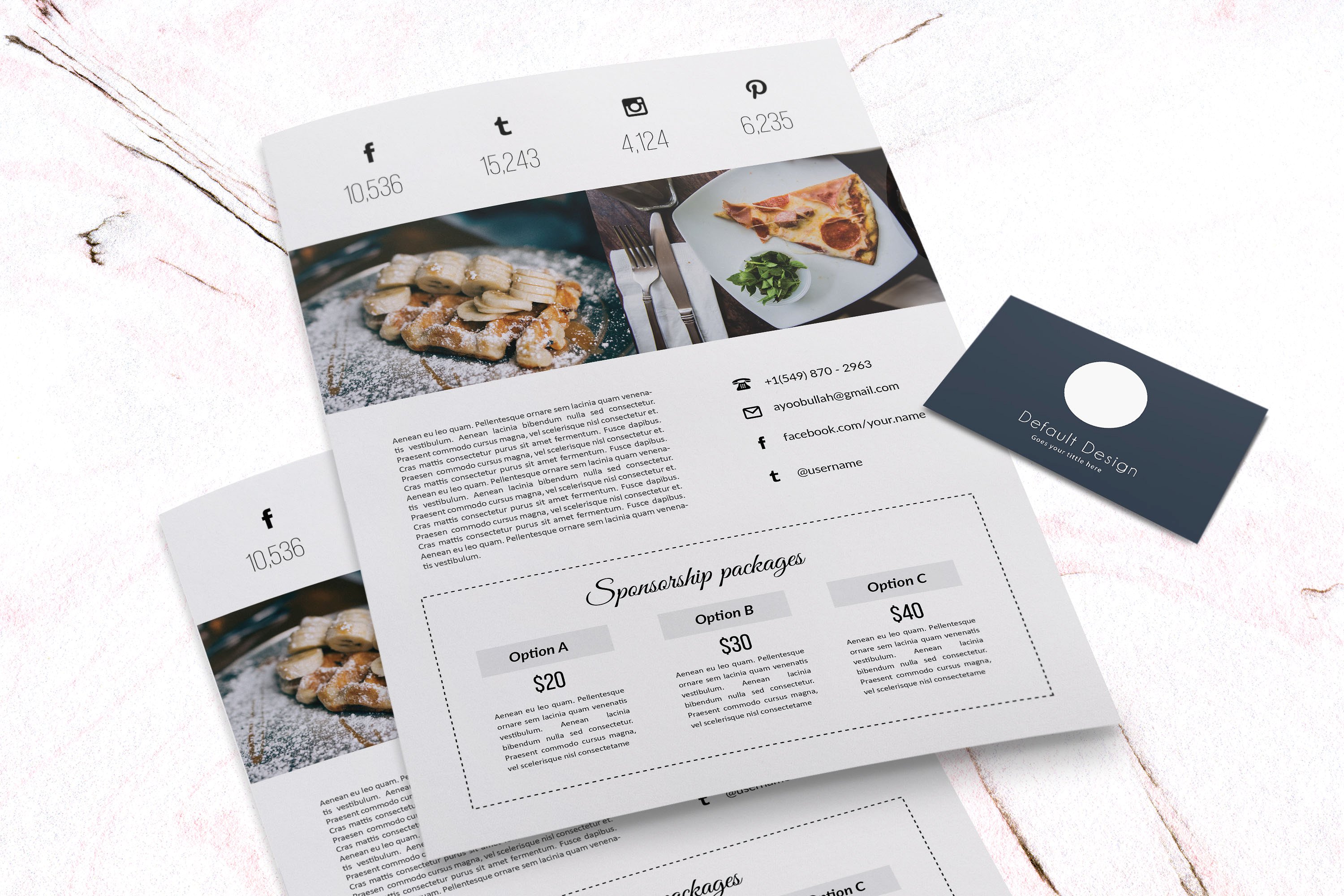 餐饮美食传单设计模板2 page media kit (fo