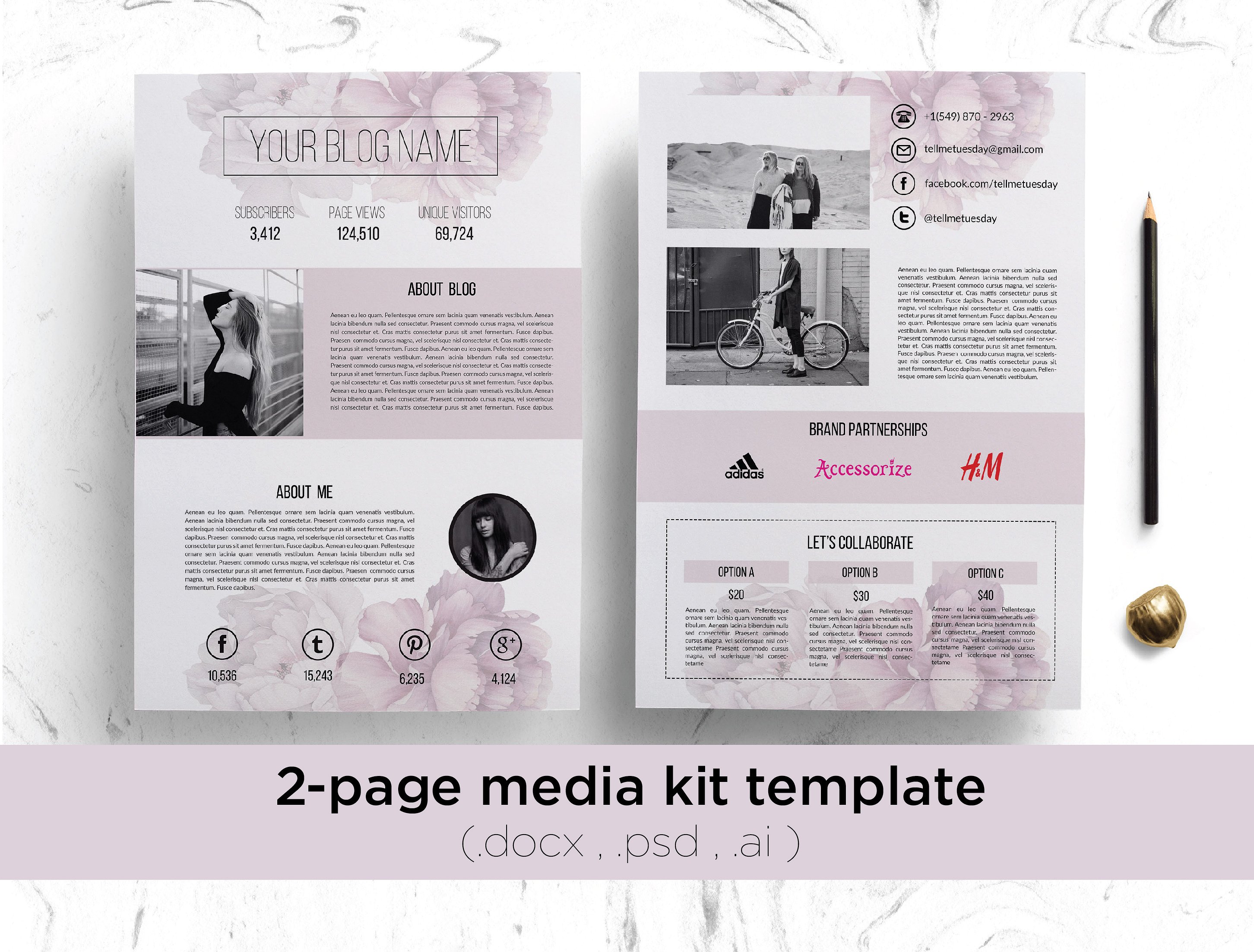 时尚艺术排版设计Floral media kit templ