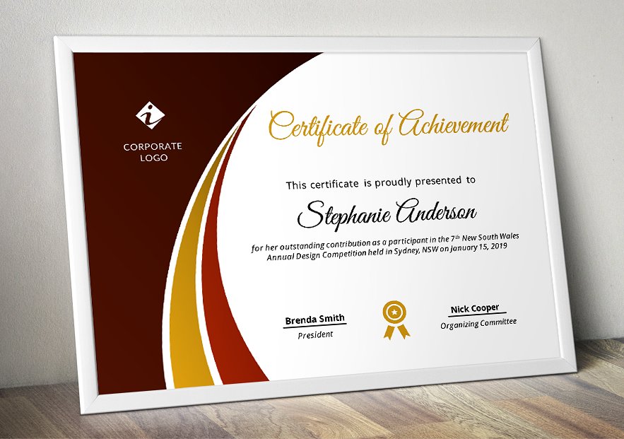 圆弧元素荣誉证书设计模板Modern Certificate