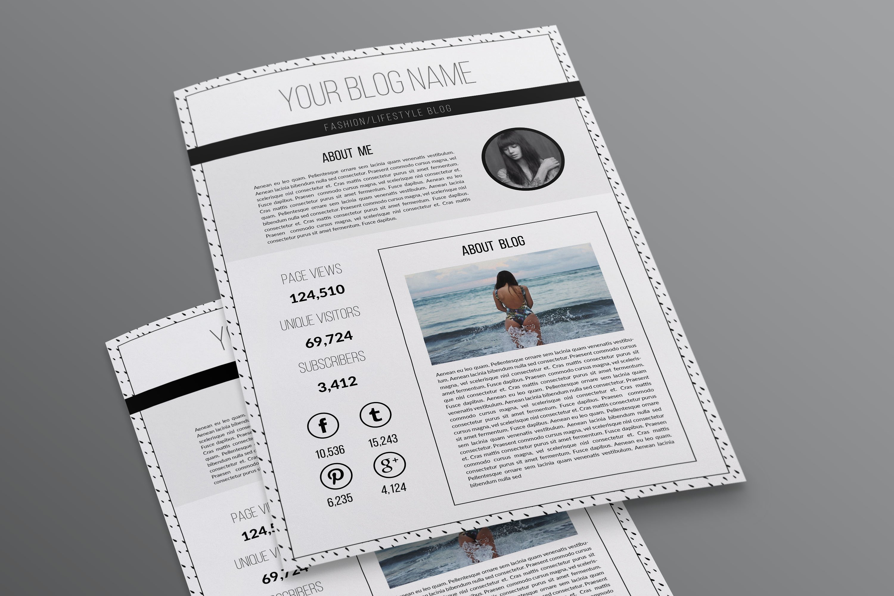 媒体博客设计素材工具包Elegant 2-page medi
