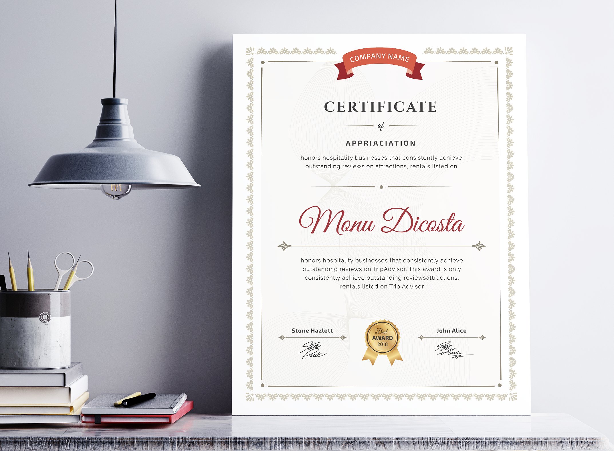 荣誉证书设计模板Word Certificate