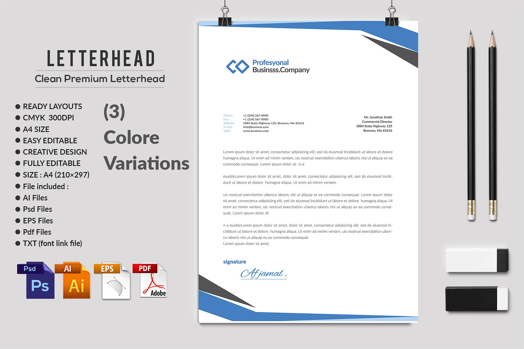 企业A4纸信息记录设计模板Letterhead